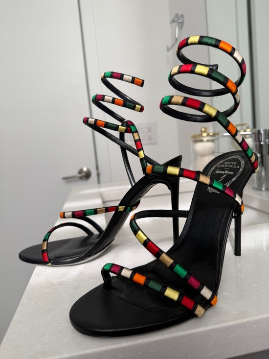 Rene Caovilla スパイラルサンダル ブラック 37.5 Rene Caovilla | Shoes | Rene Caovilla Black Strappy Spiral Sandals